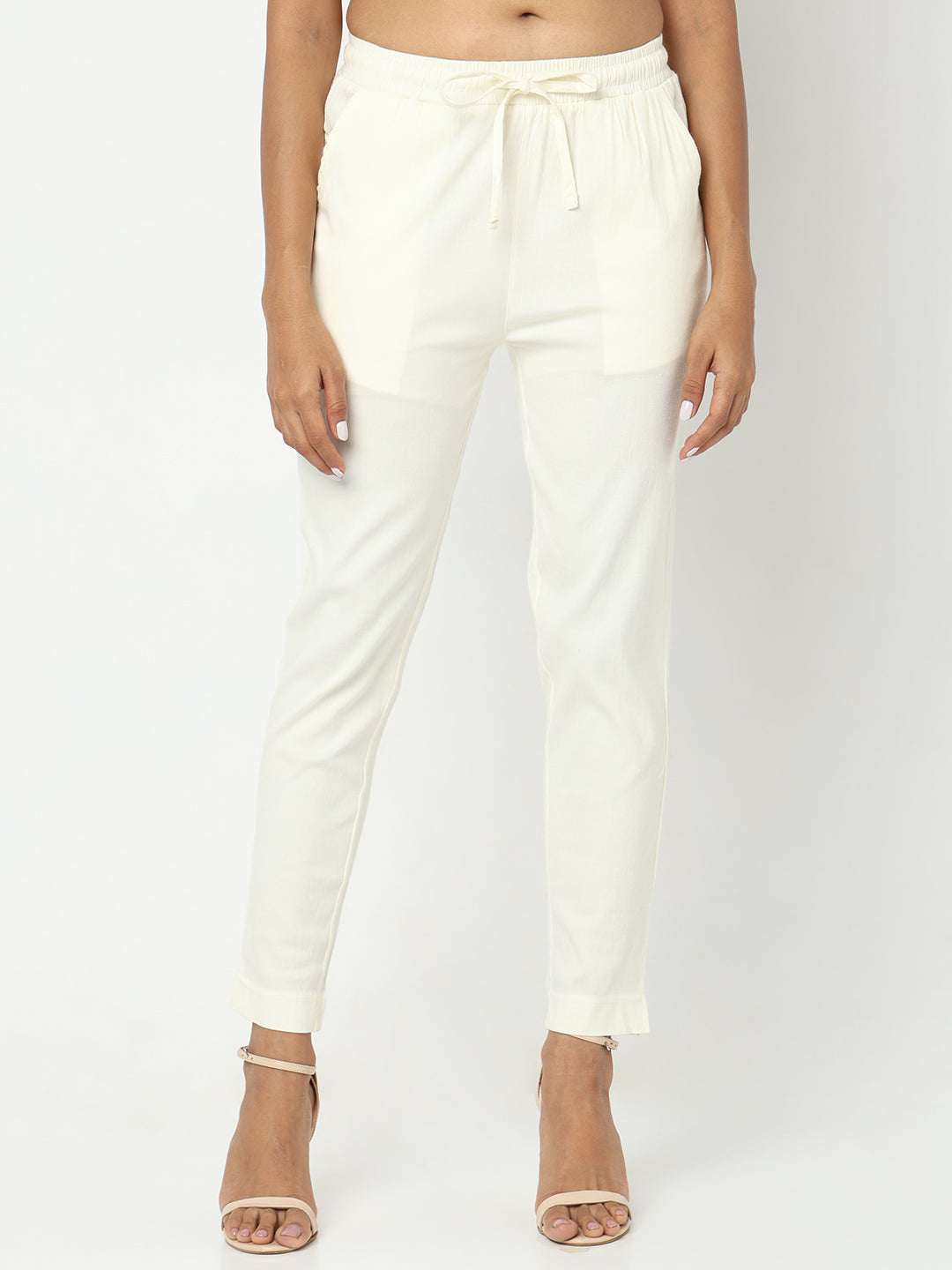 Regular Fit Solid Mid Rise Ethnic Pants
