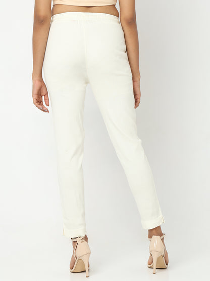 Regular Fit Solid Mid Rise Ethnic Pants