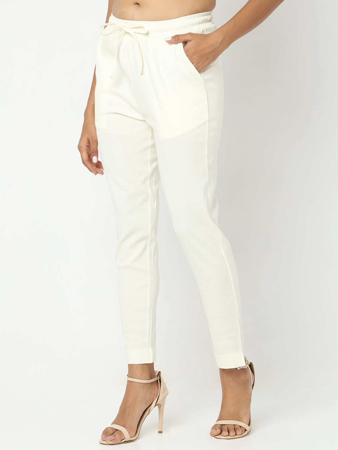 Regular Fit Solid Mid Rise Ethnic Pants