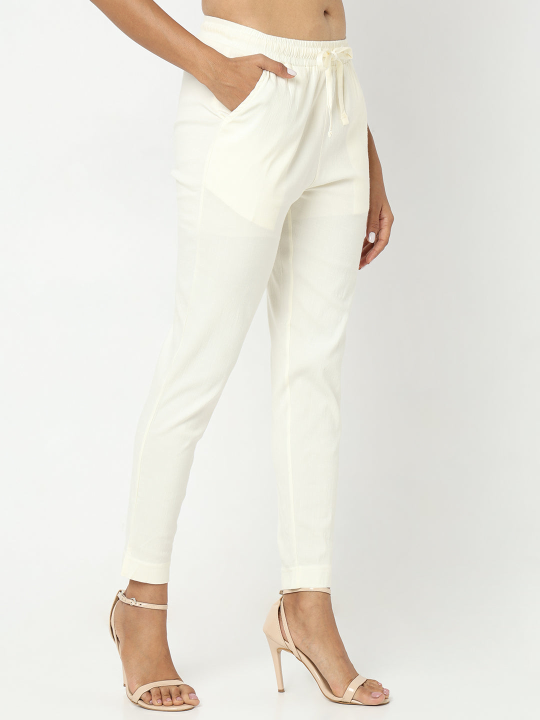 Regular Fit Solid Mid Rise Ethnic Pants