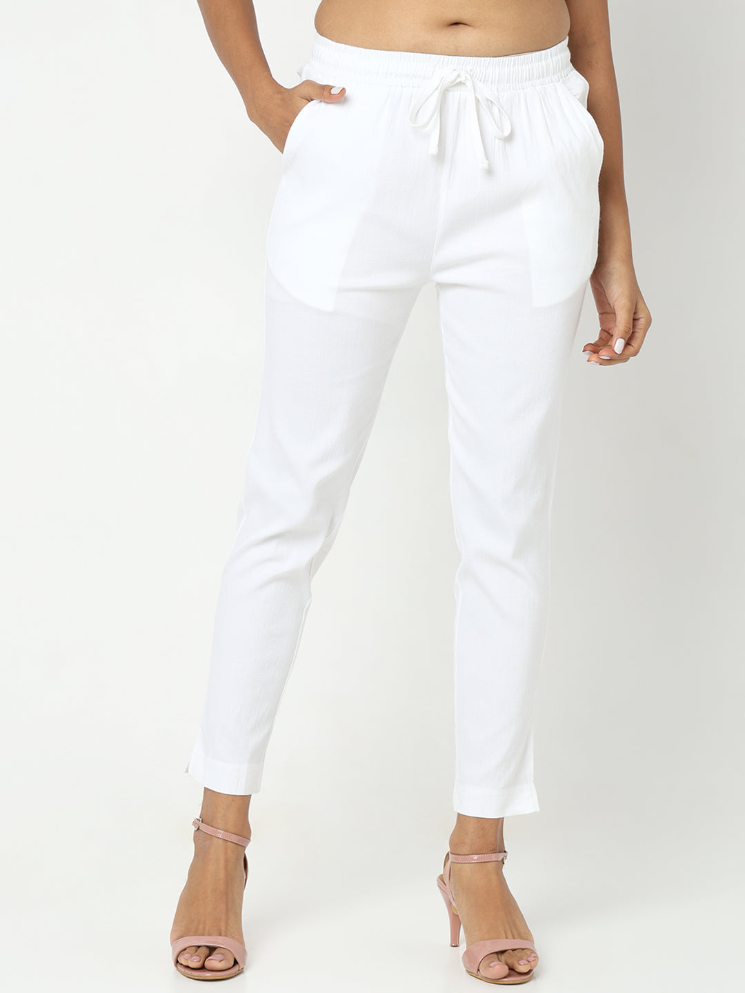 Regular Fit Solid Mid Rise Ethnic Pants