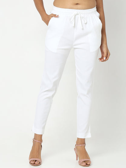 Regular Fit Solid Mid Rise Ethnic Pants