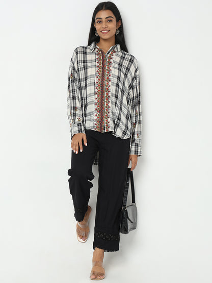 Regular Fit Solid Mid Rise Ethnic Pants