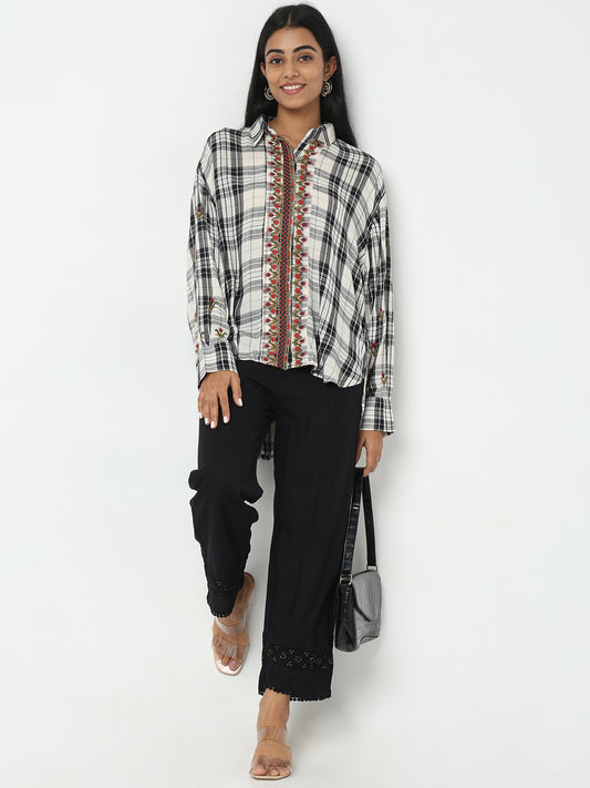 Regular Fit Solid Mid Rise Ethnic Pants