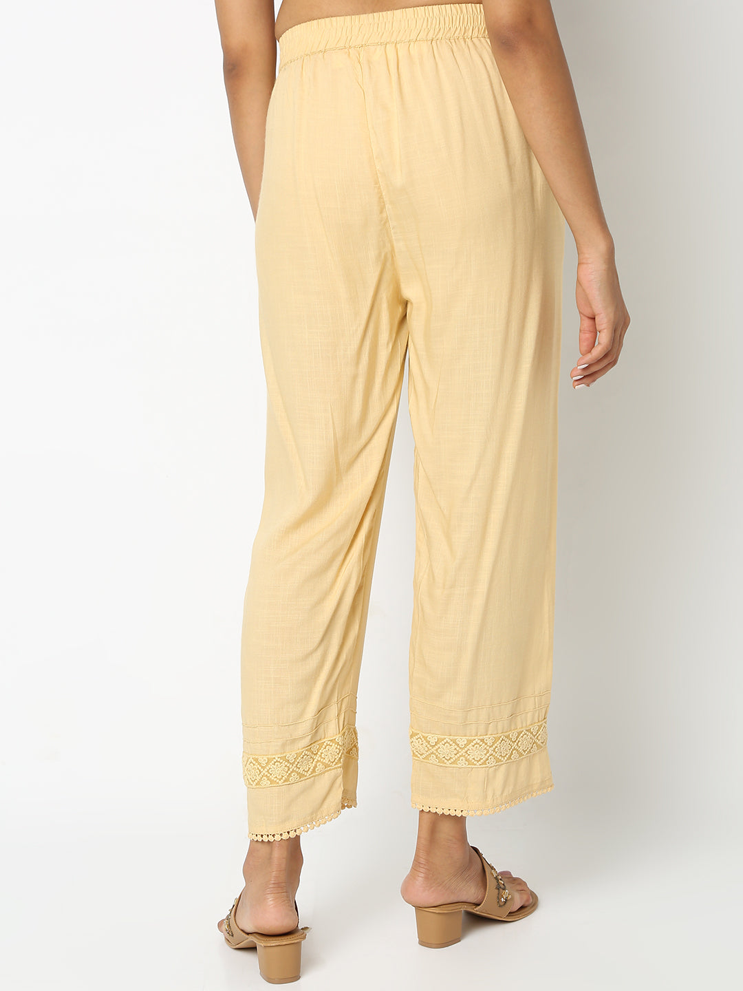 Regular Fit Solid Mid Rise Ethnic Pants