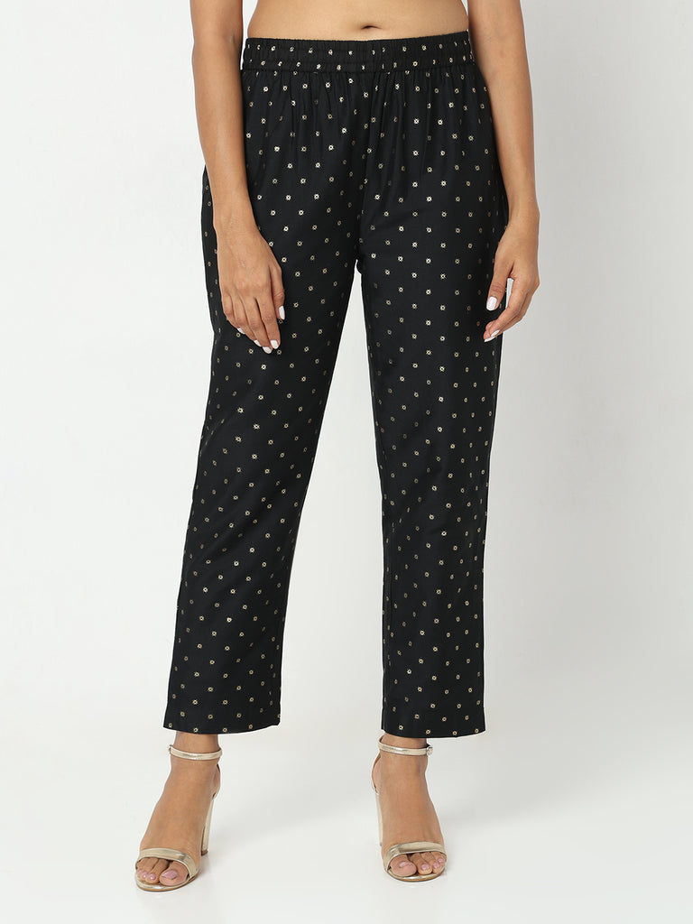 Regular Fit Printed Mid Rise Ethnic Pants