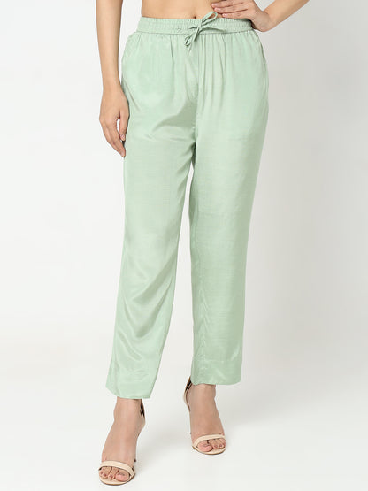 Slim Fit Solid Mid Rise Ethnic Pants