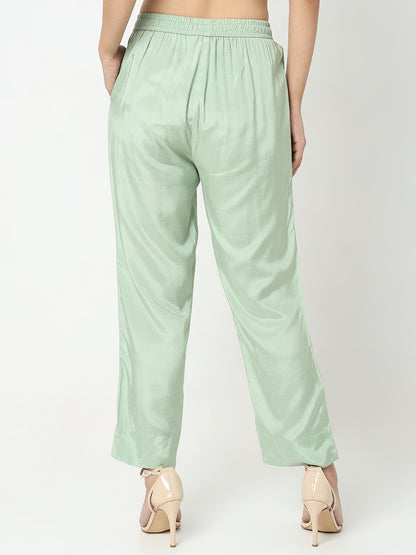 Slim Fit Solid Mid Rise Ethnic Pants