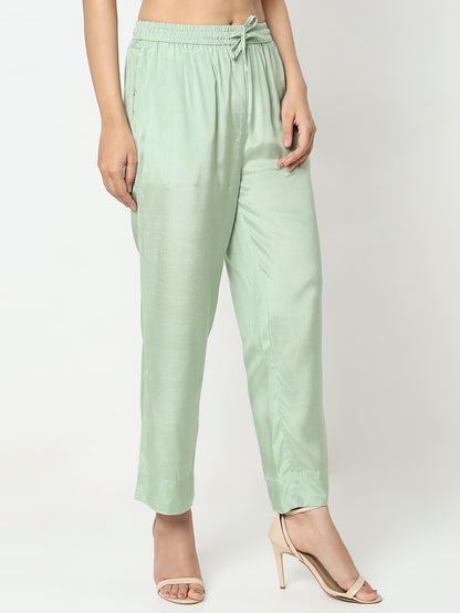 Slim Fit Solid Mid Rise Ethnic Pants