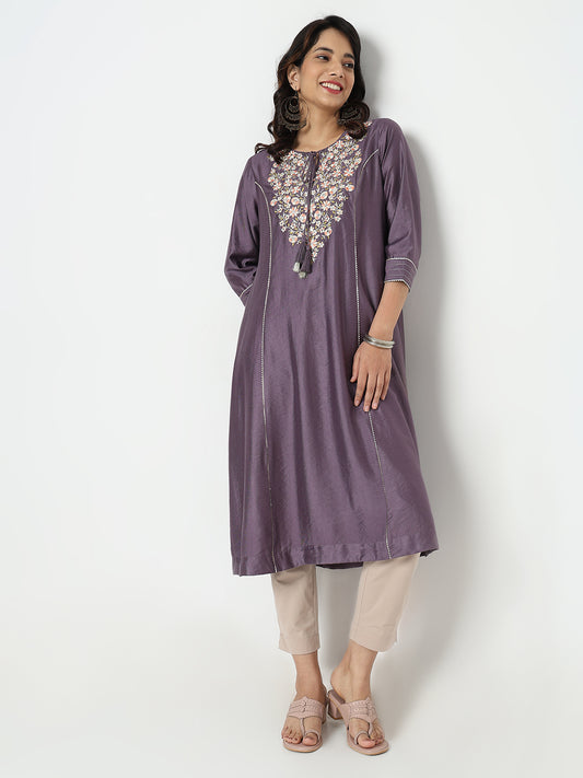 Slim Fit Solid Mid Rise Ethnic Pants