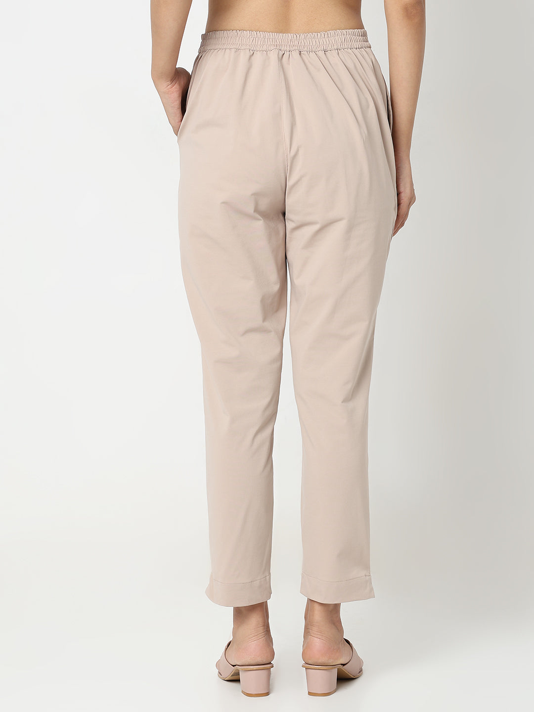 Slim Fit Solid Mid Rise Ethnic Pants
