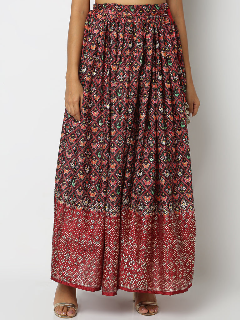 Regular Fit Printed Mid Rise Skirts