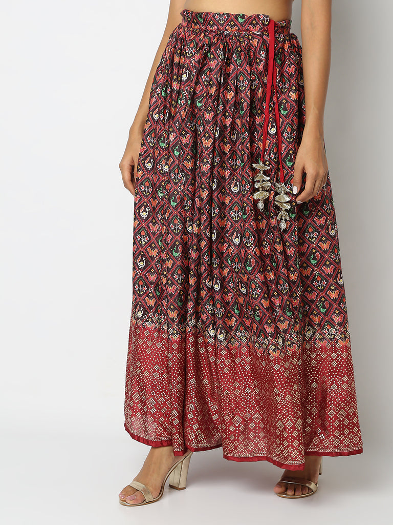 Regular Fit Printed Mid Rise Skirts