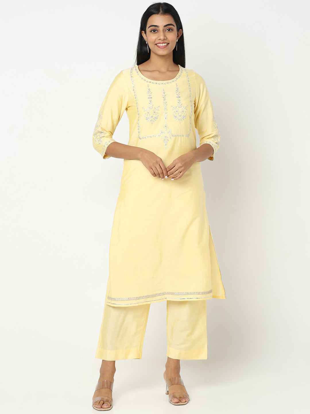 Straight Fit Embroidered Kurta Sets