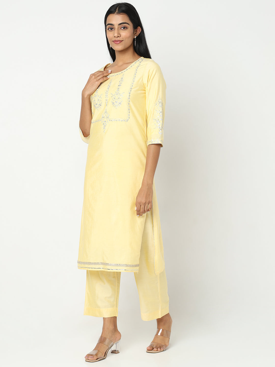 Straight Fit Embroidered Kurta Sets