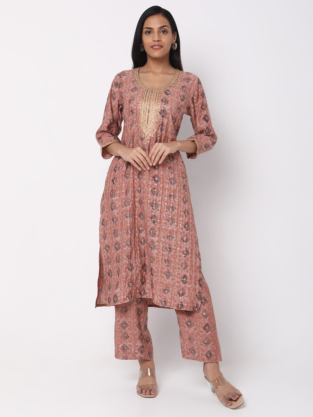 Straight Fit Embroidered Kurta Sets