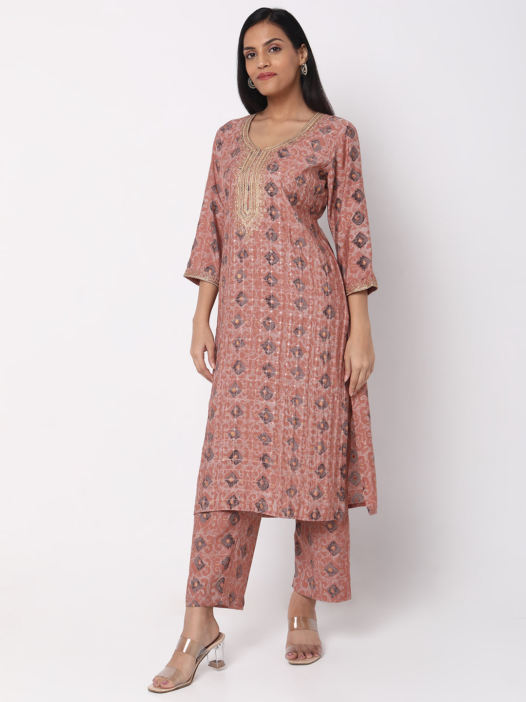 Straight Fit Embroidered Kurta Sets