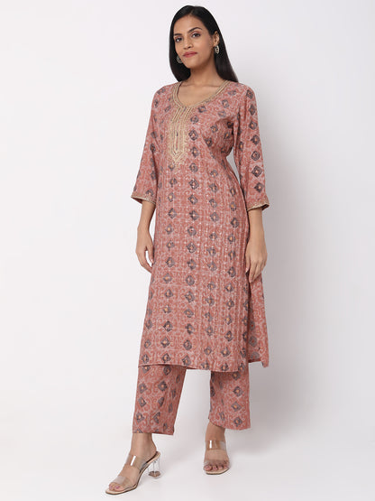 Straight Fit Embroidered Kurta Sets