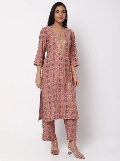 Straight Fit Embroidered Kurta Sets