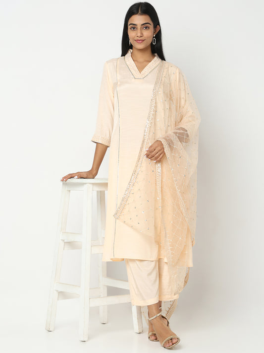 Straight Fit Embroidered Kurta Sets