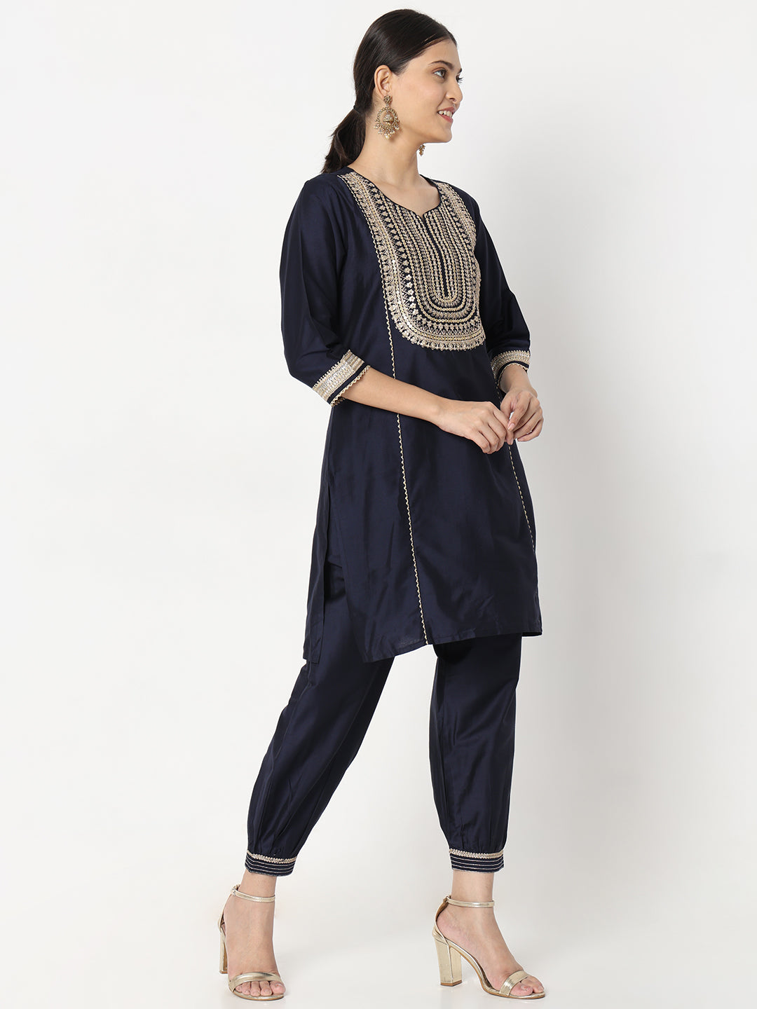 Straight Fit Embellished Kurta and Pant with Dupatta Set