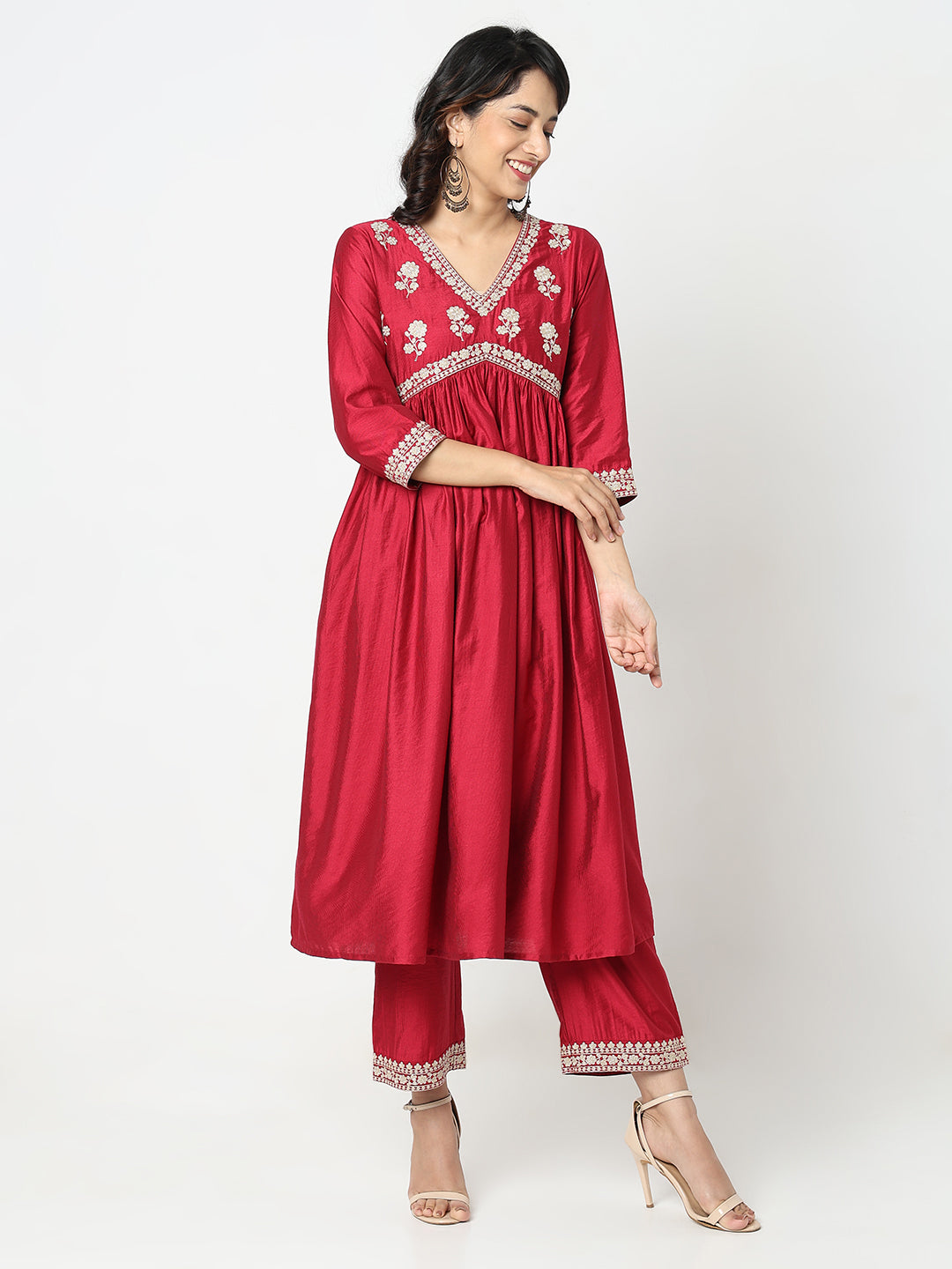 Flare Fit Embroidered Kurta Sets