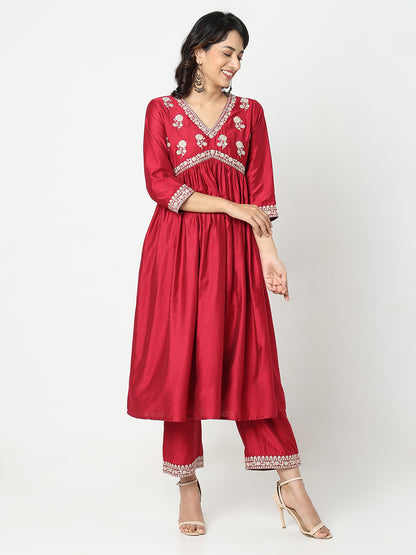 Flare Fit Embroidered Kurta Sets
