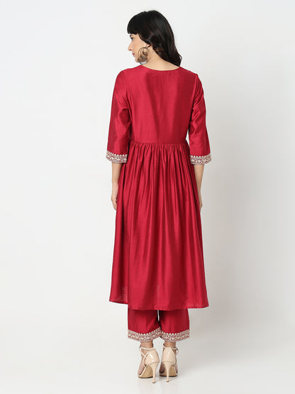 Flare Fit Embroidered Kurta Sets