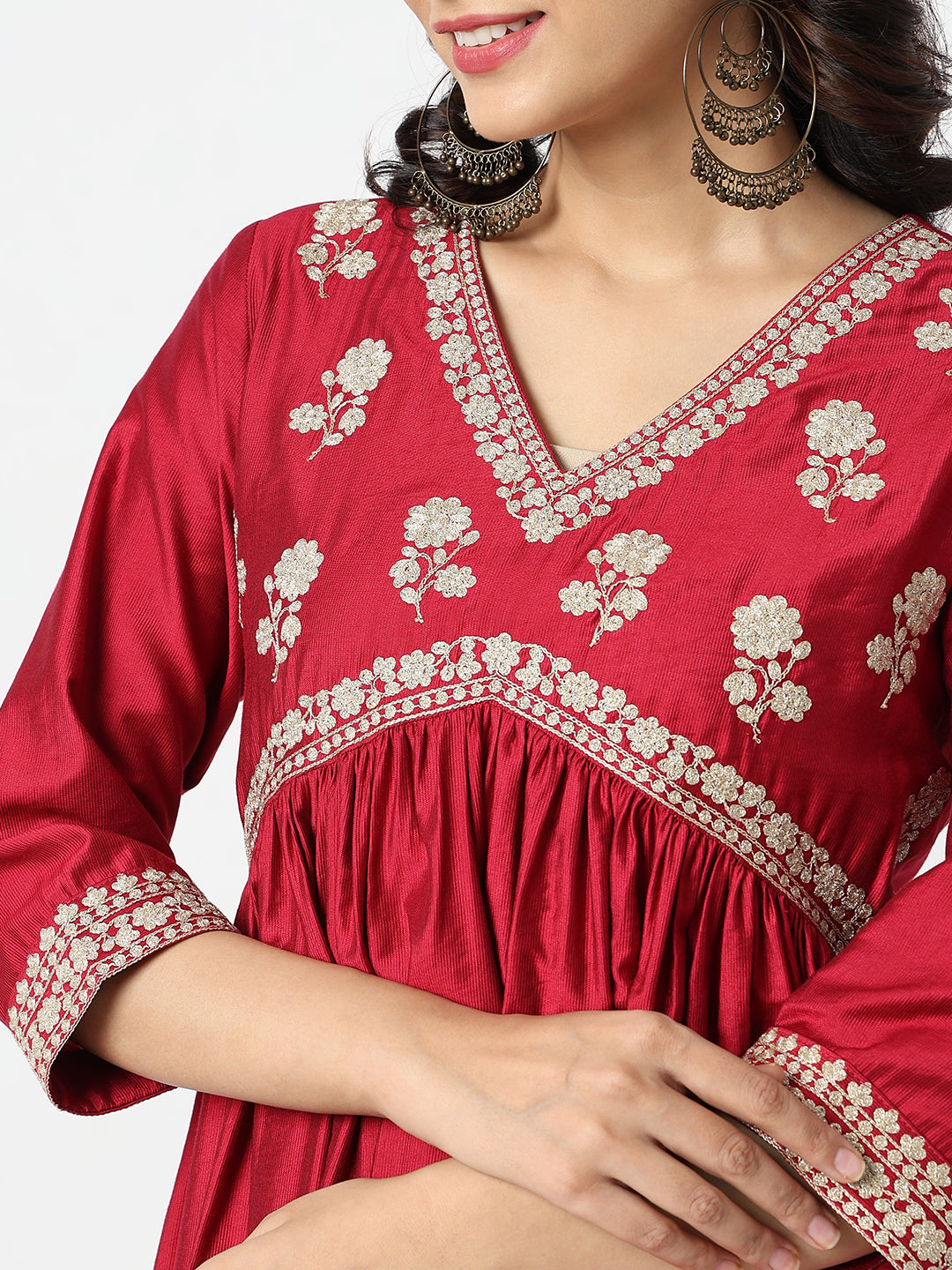 Flare Fit Embroidered Kurta Sets