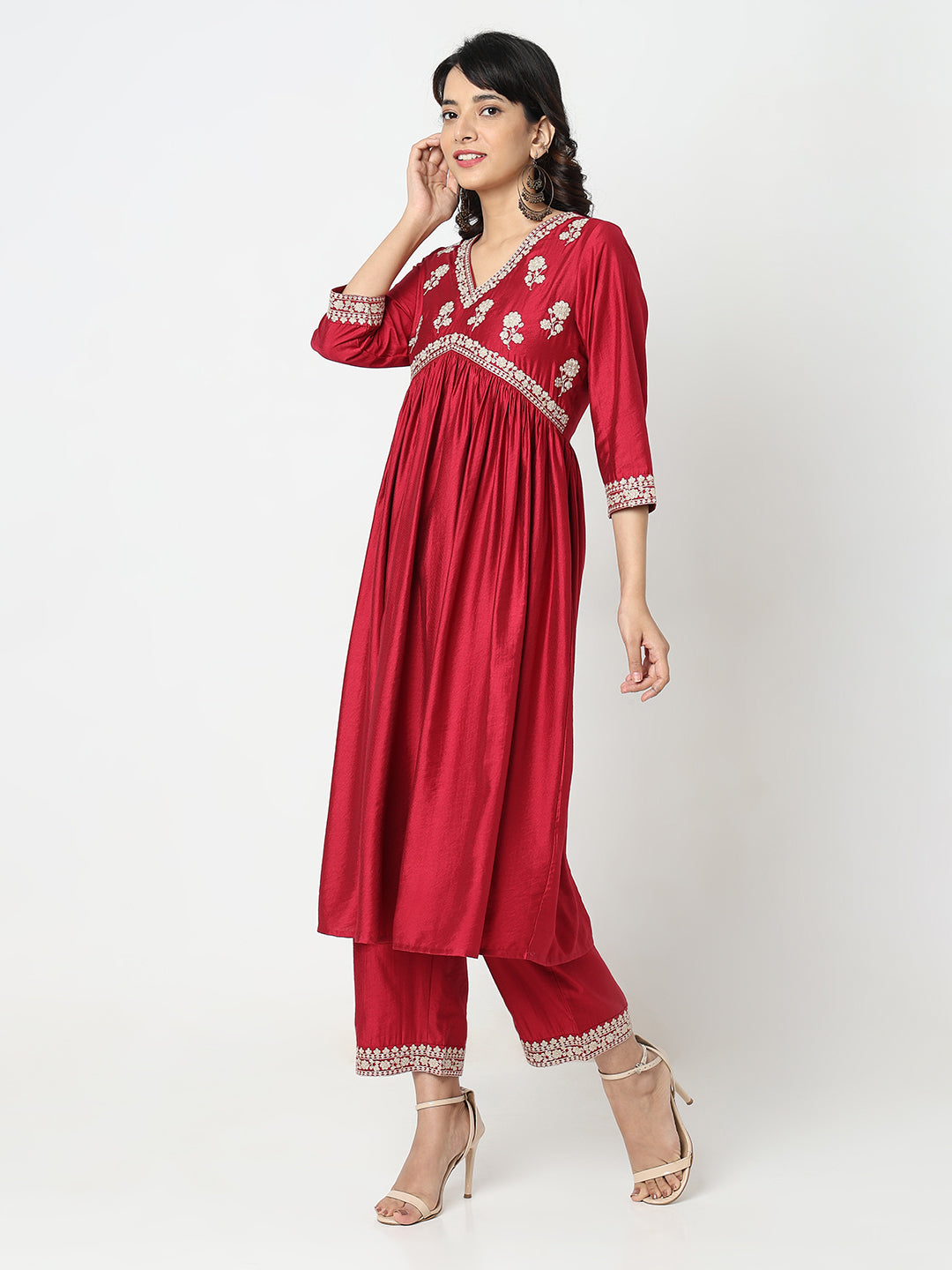 Flare Fit Embroidered Kurta Sets