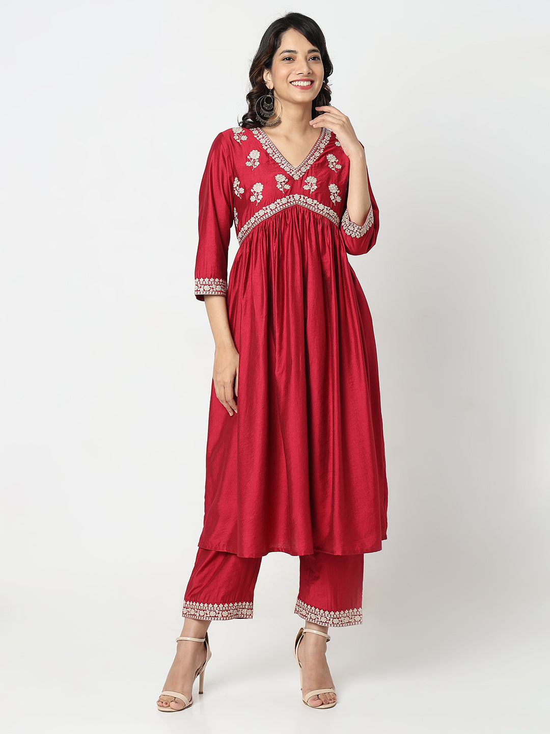 Flare Fit Embroidered Kurta Sets