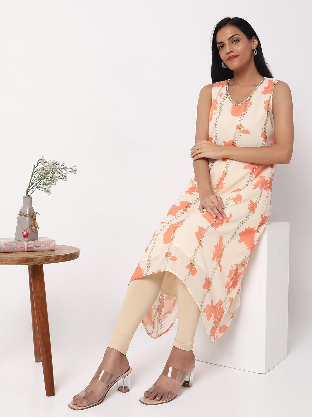 Assymetric Embellished Kurta