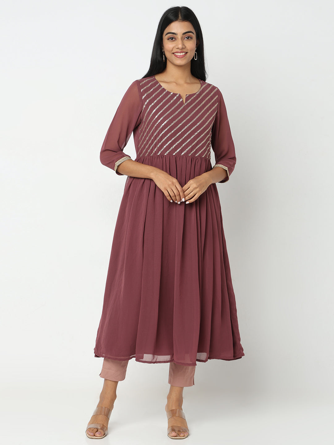 Flare Fit Embellished Kurta