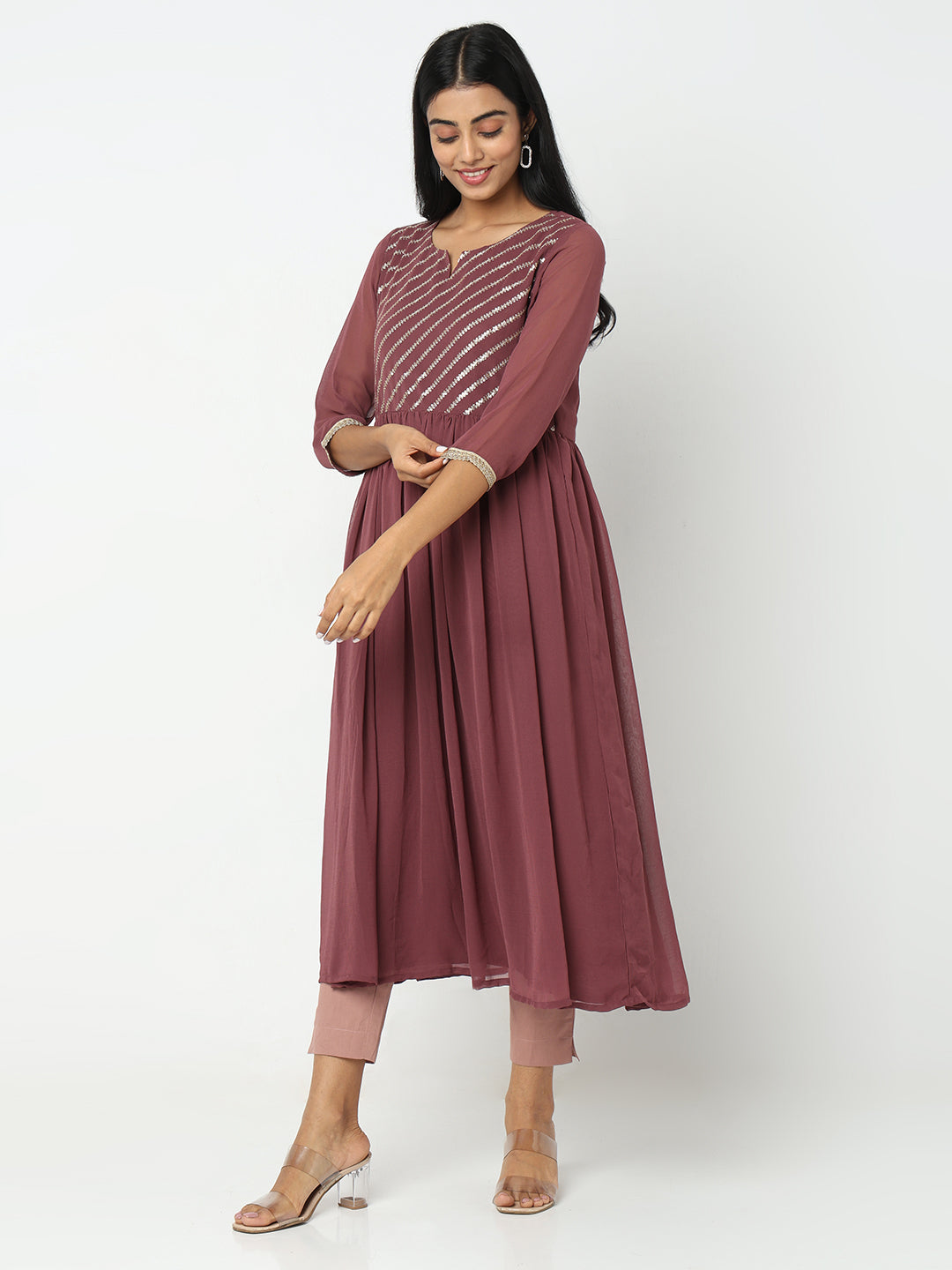 Flare Fit Embellished Kurta
