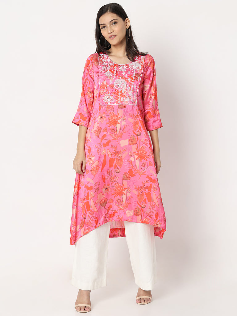 Flare Fit Embroidered Kurta