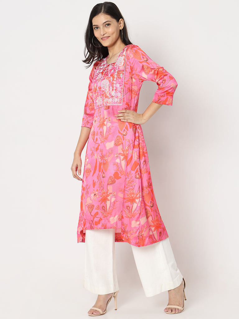 Flare Fit Embroidered Kurta