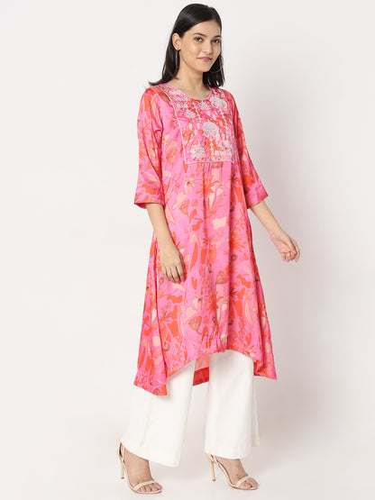 Flare Fit Embroidered Kurta