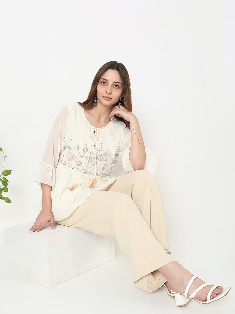 Regular Fit Embroidered Top
