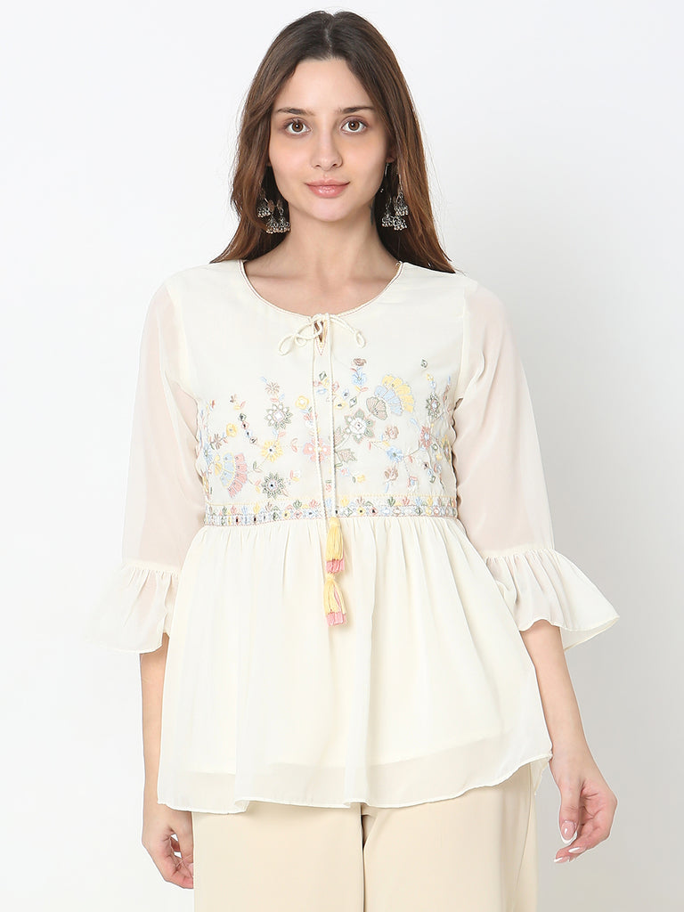 Regular Fit Embroidered Top
