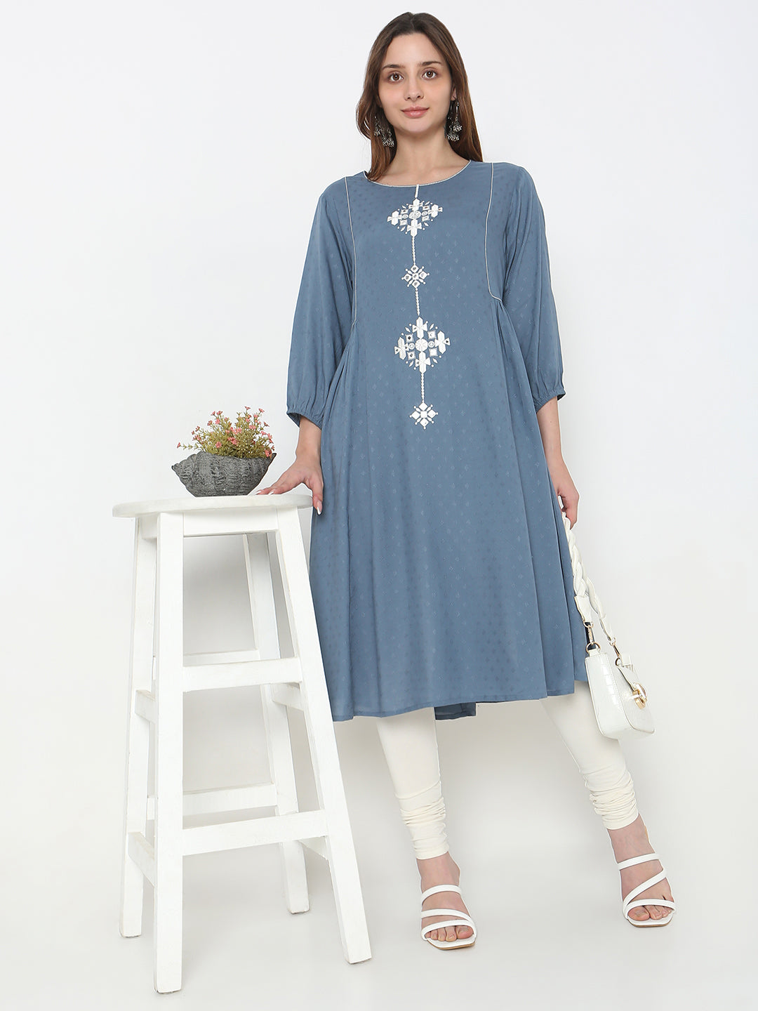 Flare Fit Embellished Kurta