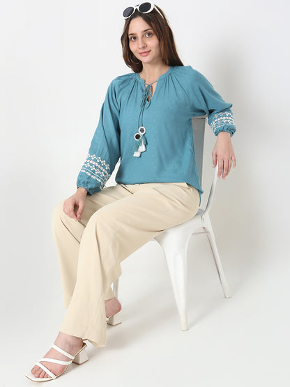 Regular Fit Embroidered Top