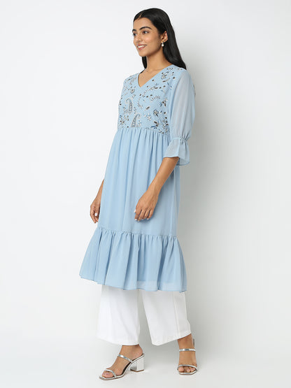 Flare Fit Embroidered Kurta