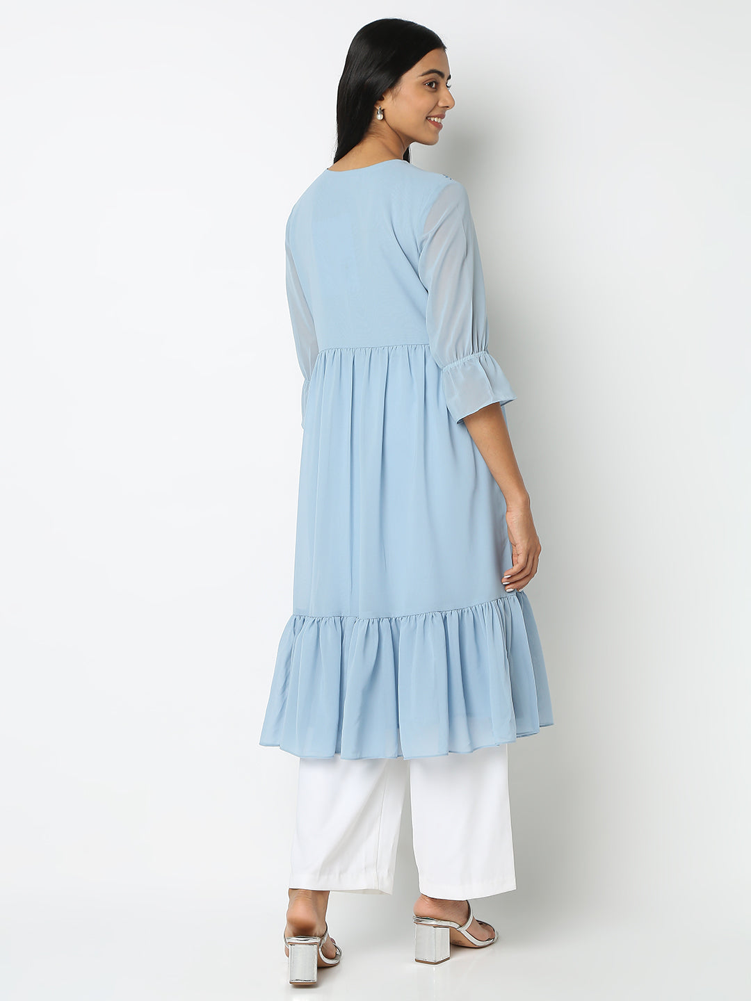Flare Fit Embroidered Kurta