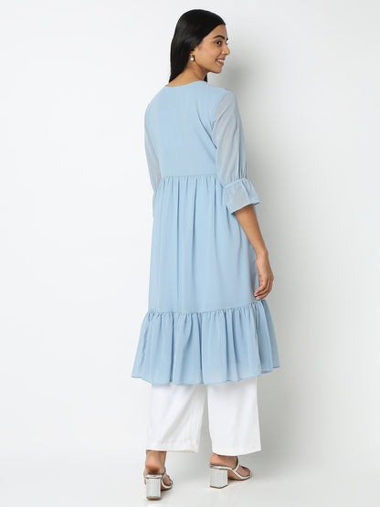 Flare Fit Embroidered Kurta