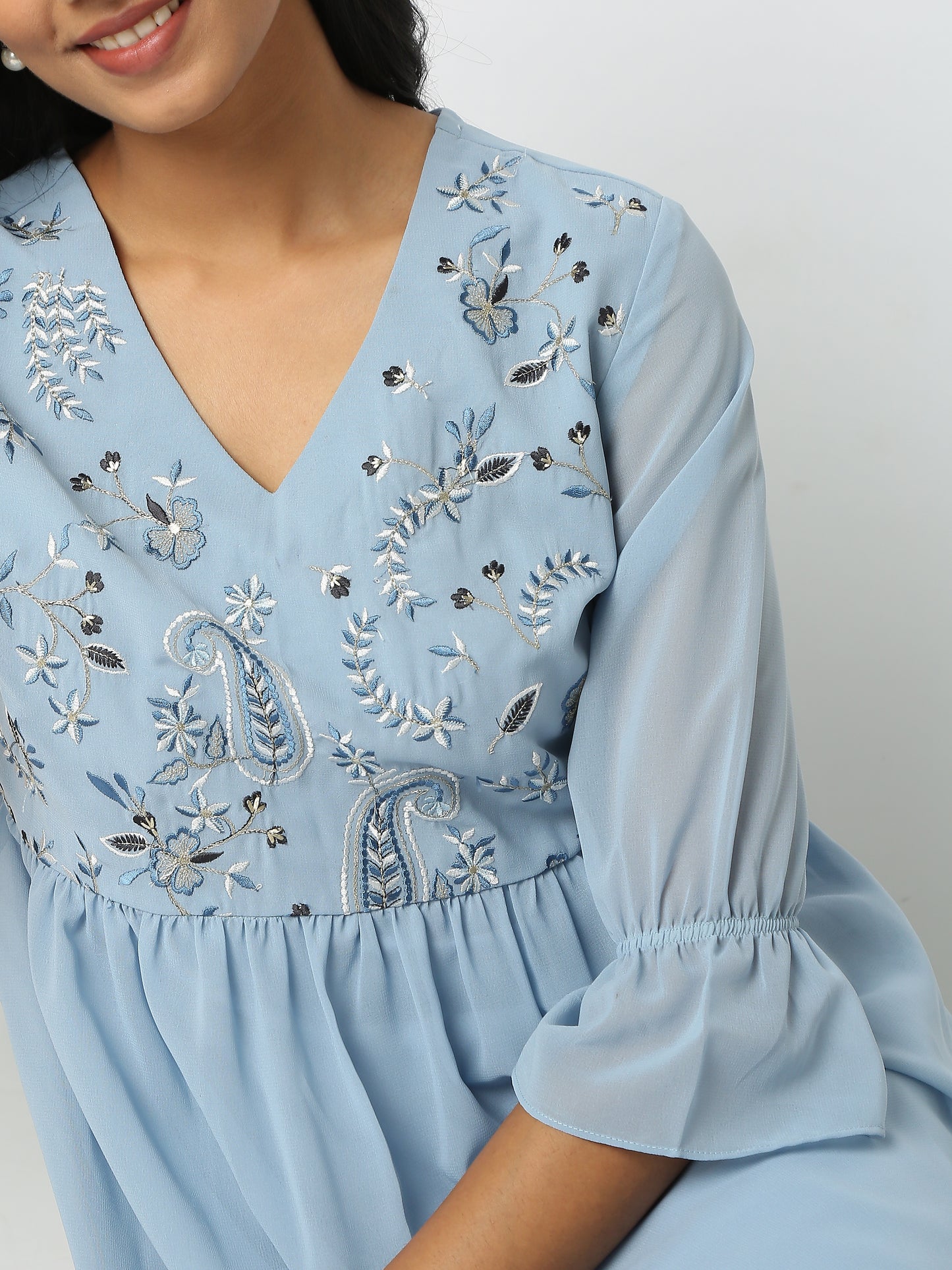 Flare Fit Embroidered Kurta