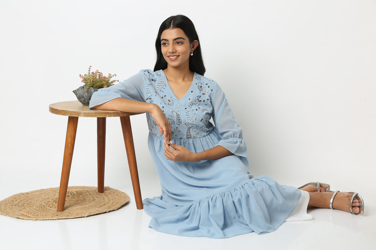 Flare Fit Embroidered Kurta