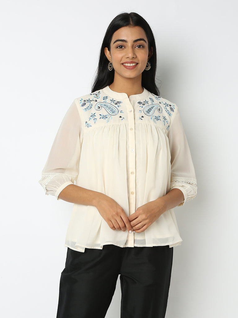 Regular Fit Embroidered Top