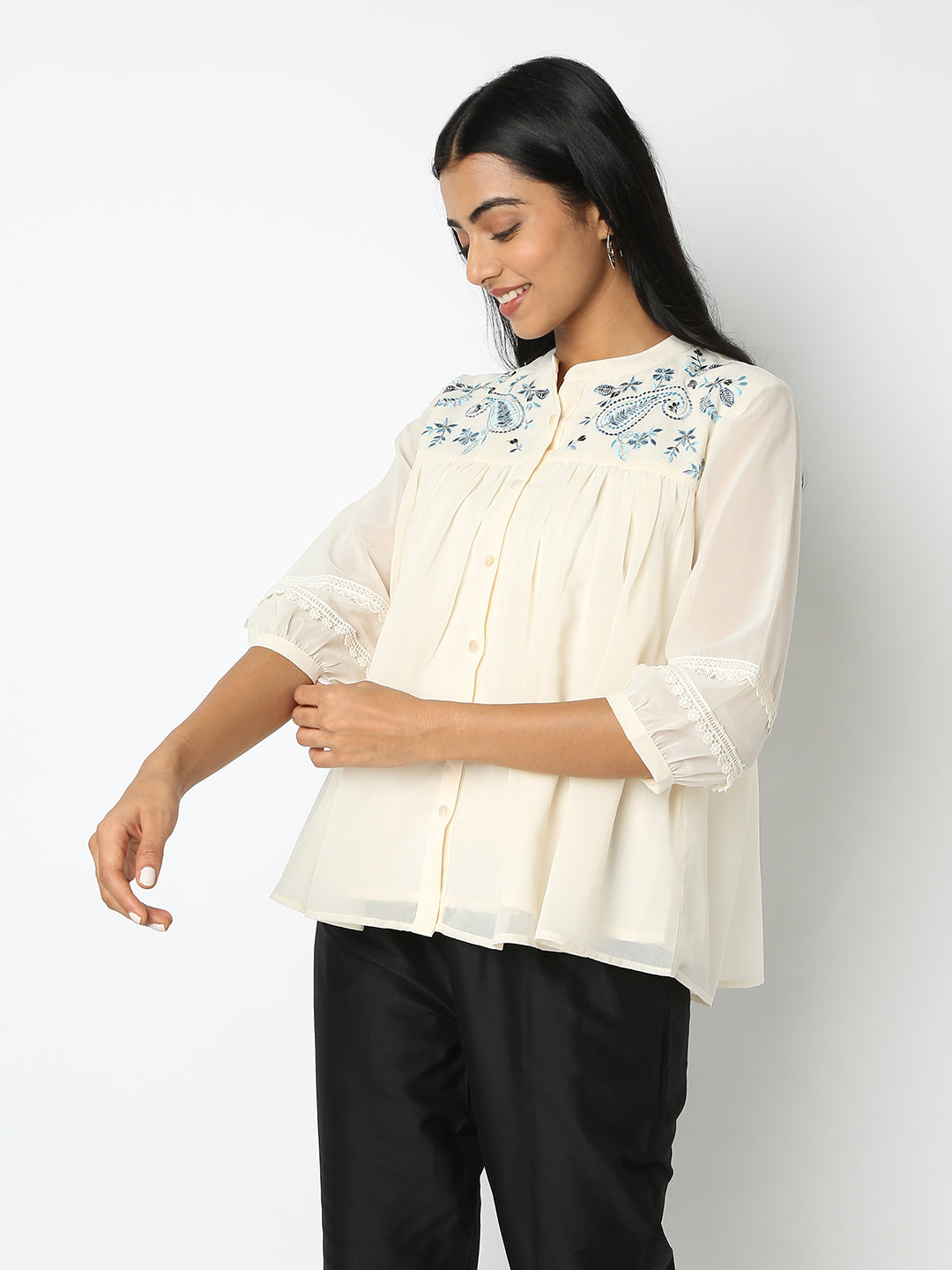 Regular Fit Embroidered Top