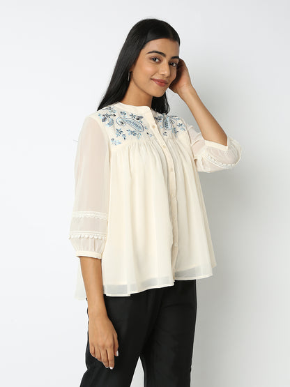Regular Fit Embroidered Top