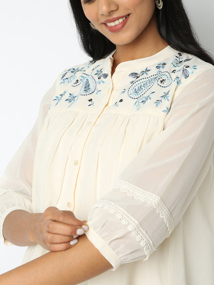 Regular Fit Embroidered Top